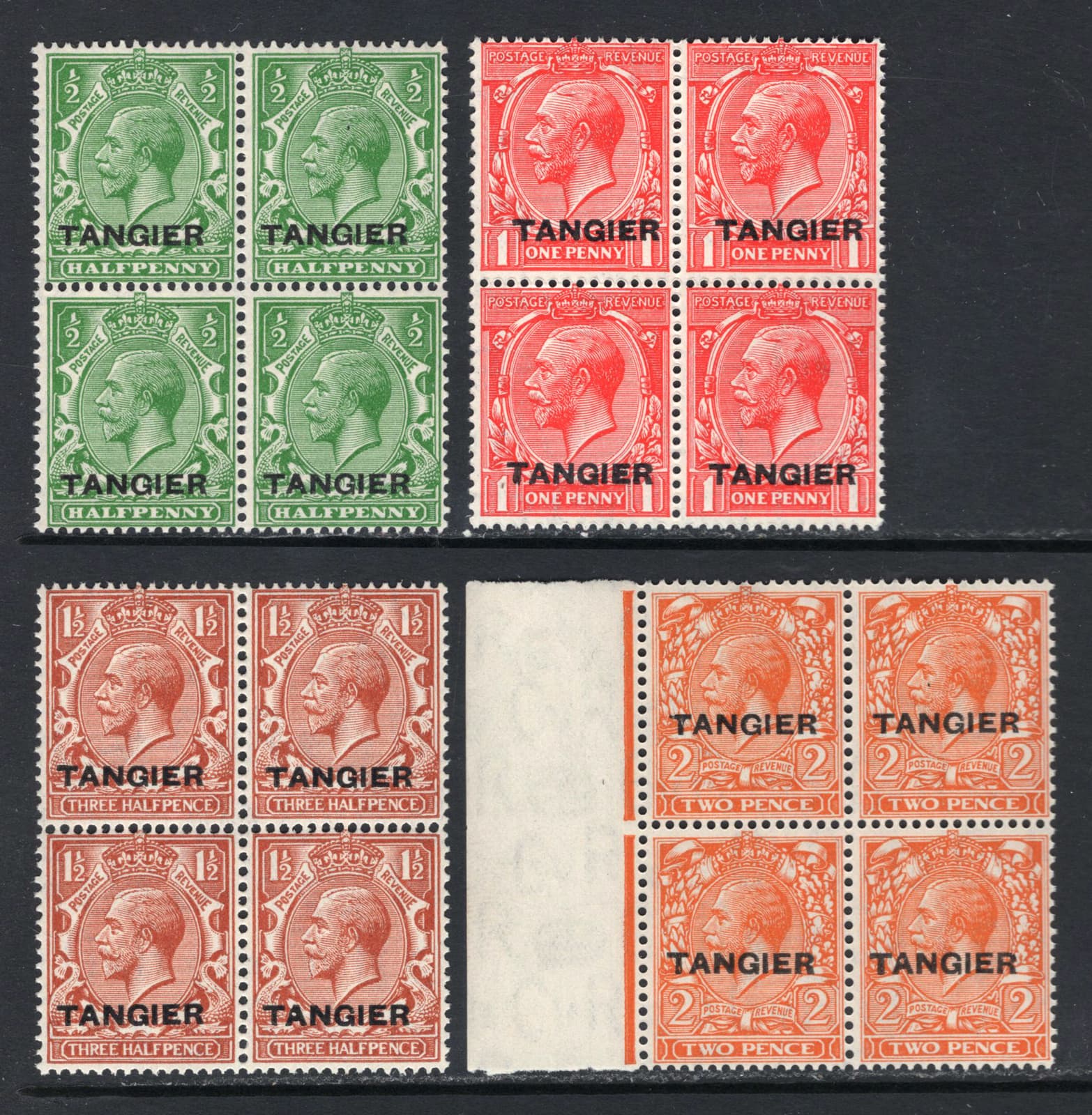 M16266 Morocco Agencies 1927 SG231/4 - 1927 Definitives in blocks of 4.