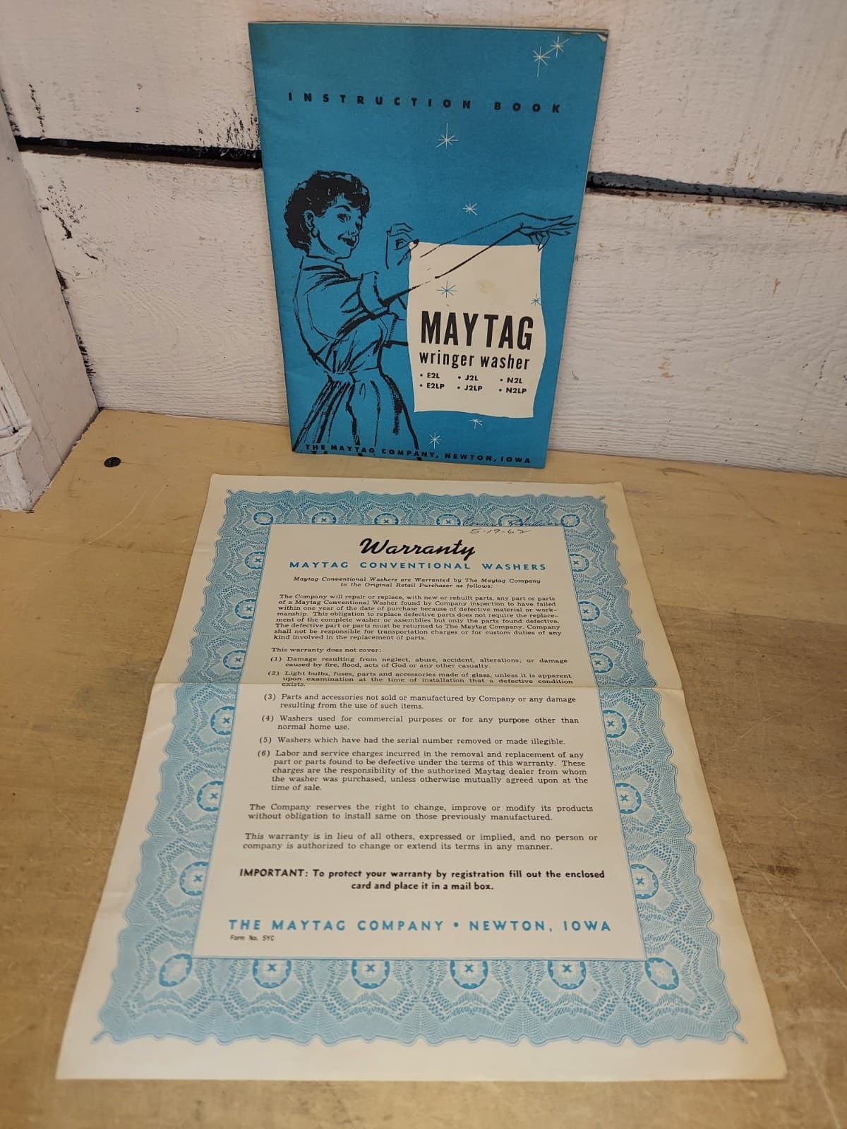 Vintage 1961 Maytag Wringer Washer Introduction Book & Warranty