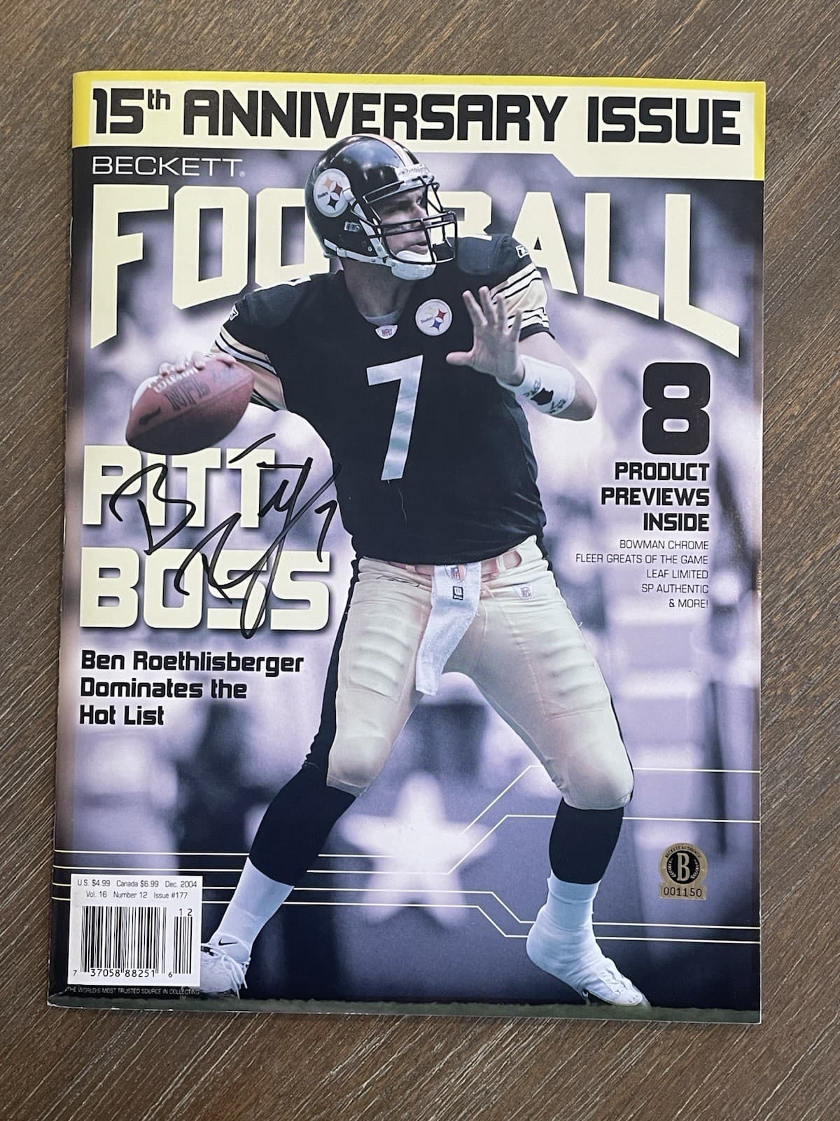 2004 SIGNED BECKETT 15TH ANNIVERSARY MAGAZINE BEN ROETHLISBERGER BECKETT COA