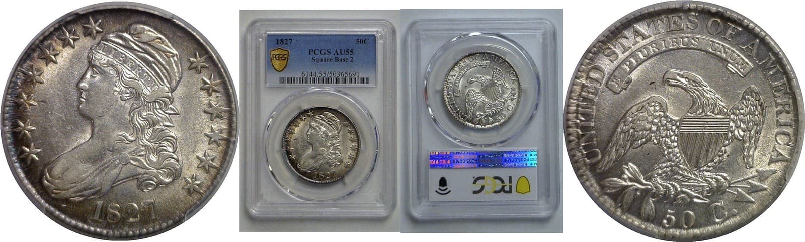 1827 Bust Half Dollar PCGS AU-55