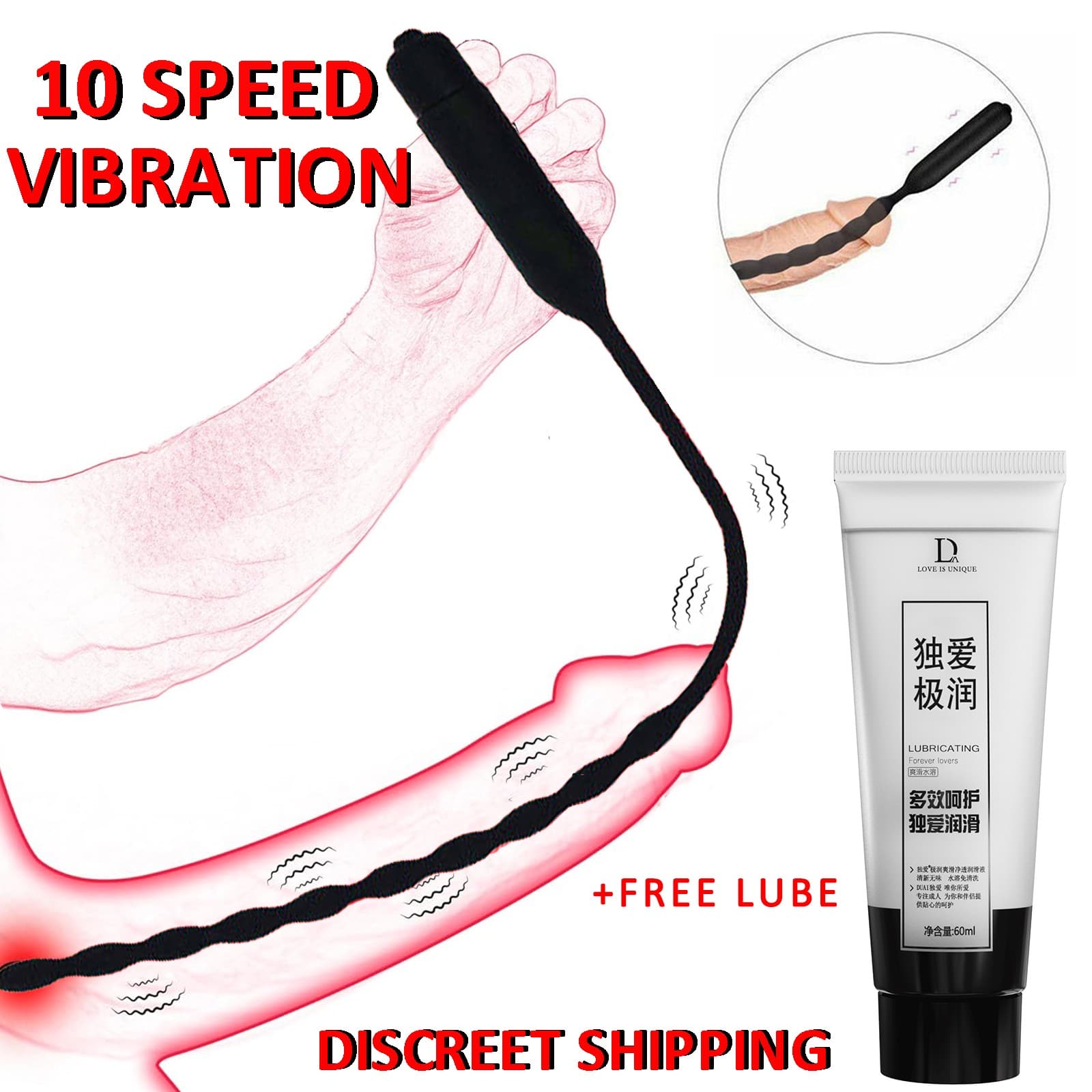 Male Vibrating Penis Plug Electrical Urethral Sounds Silicone Prostate Massage