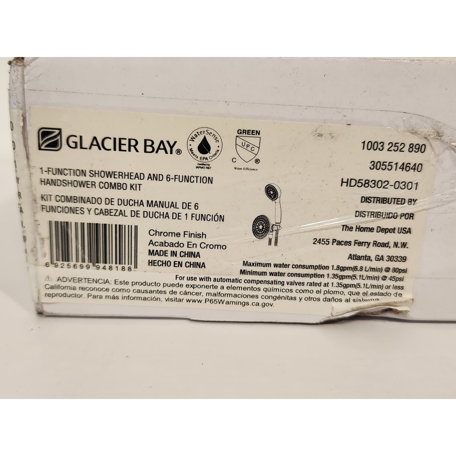 Glacier Bay 6-spray 5.5 in. Dual Shower Head and Handheld Shower Head in Chrome