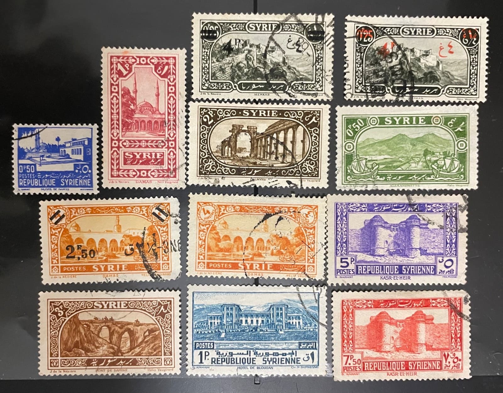 MIDDLE EAST postage stamps lot of 12 1930’s 3 surcharge
