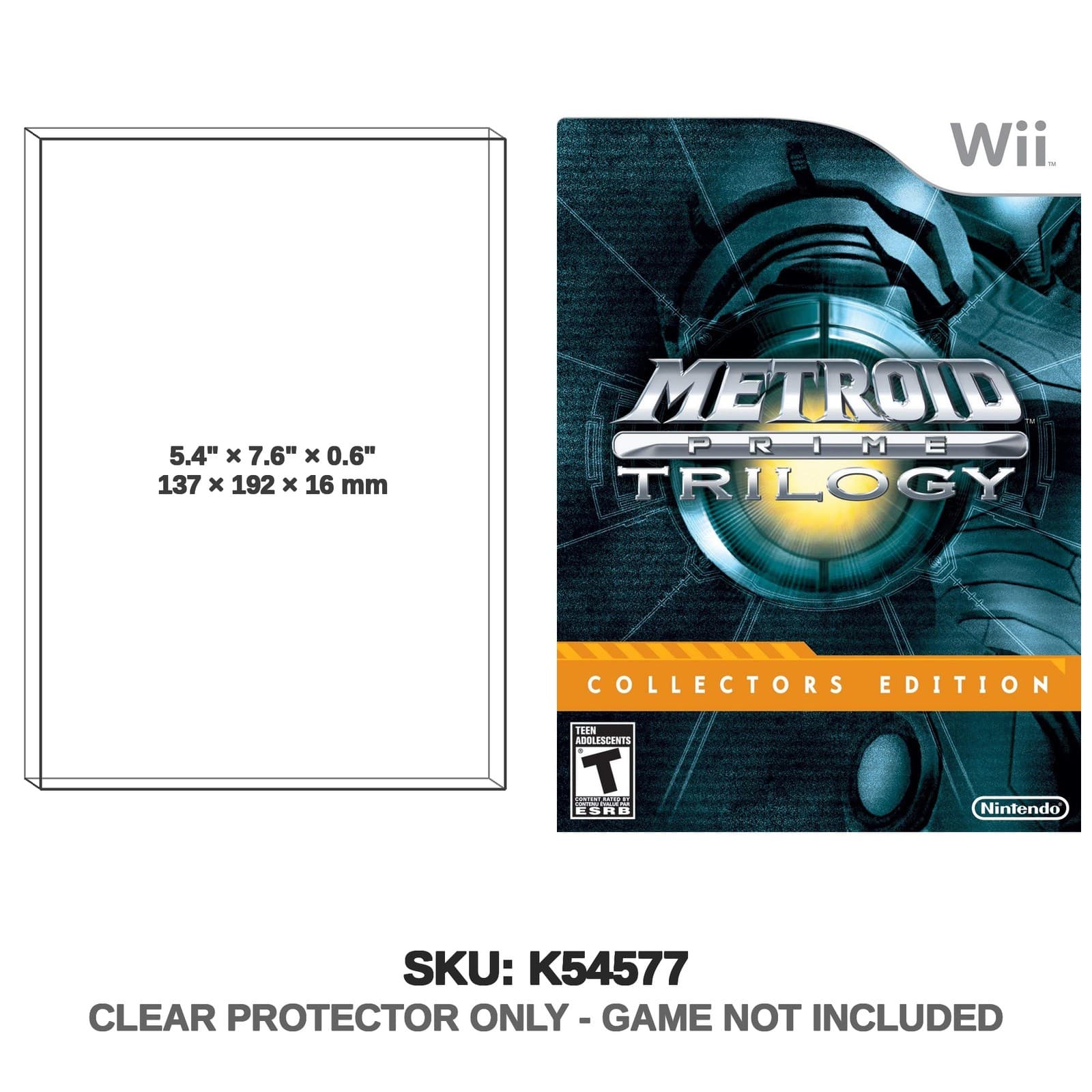 Protector For Nintendo Metroid Prime Trilogy Collectors Edition Wii Steelbook