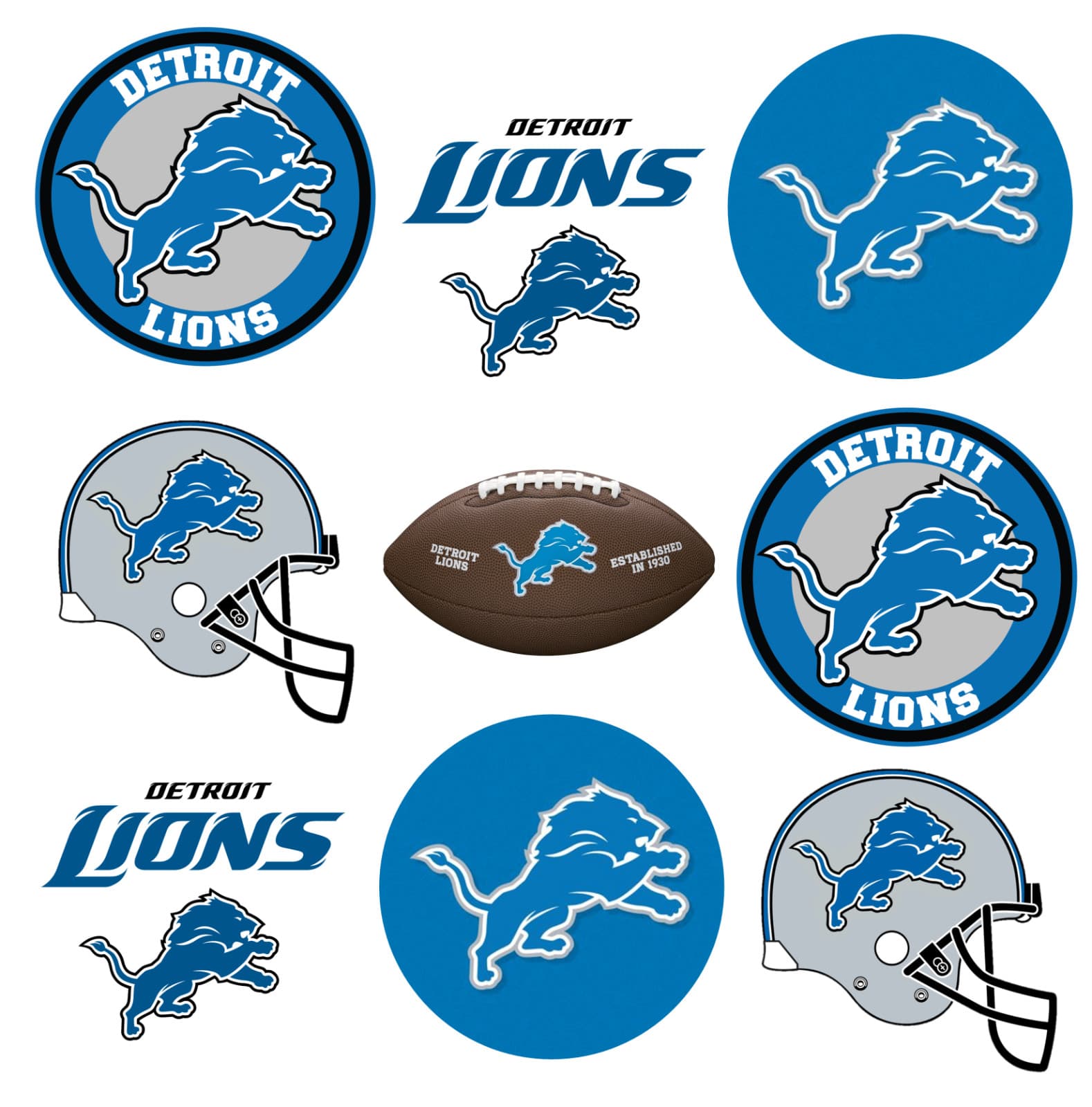 Detroit Lions Edible Image Toppers. Edible Round Pre Cut Stickers.