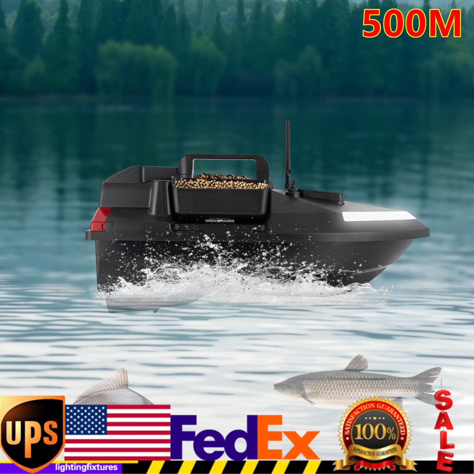 500m RC Fishing Bait Boat GPS Dual Motor 4 Hours Using Time 2kg Loading