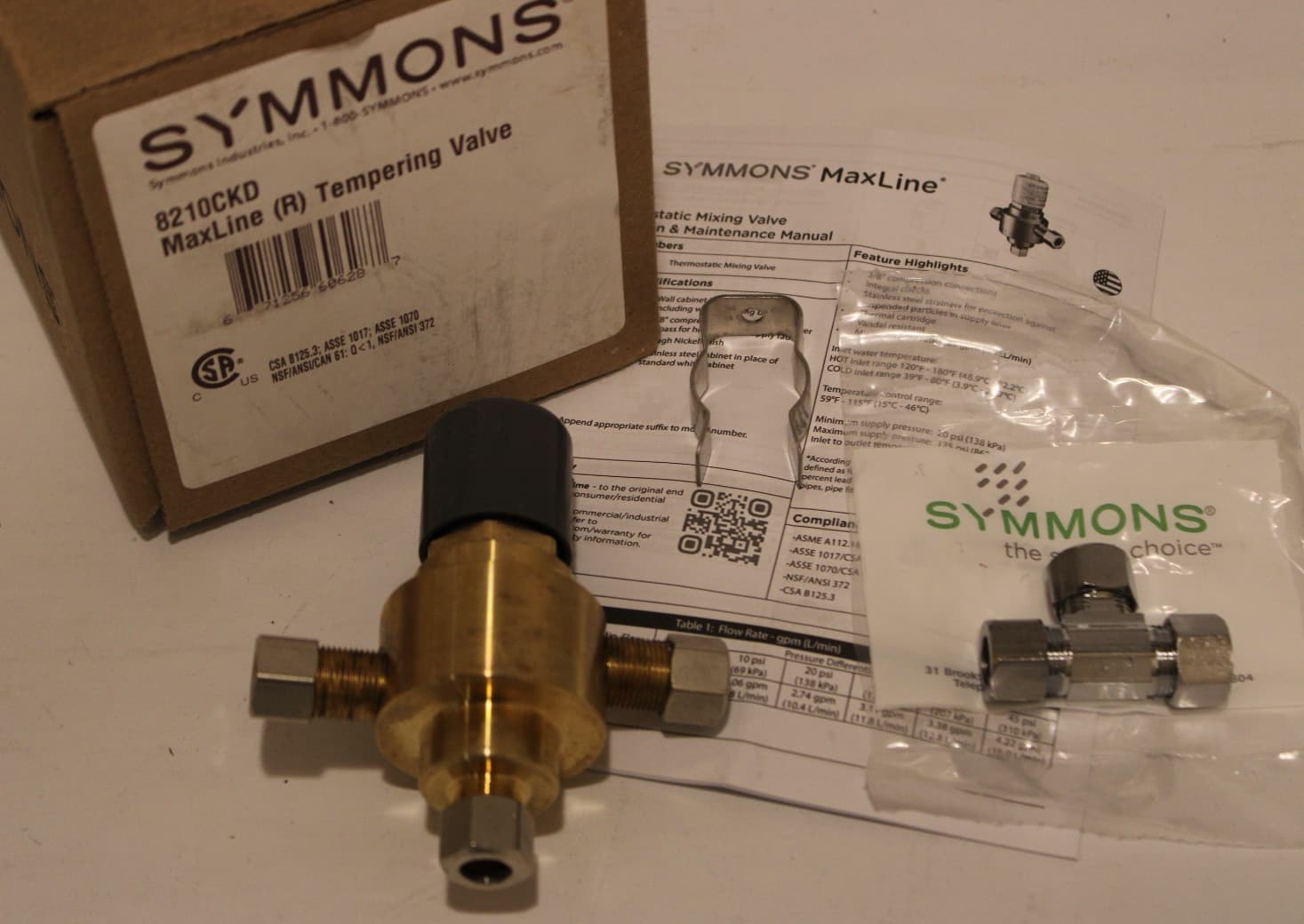 Symmons 8210CKD - Maxline (R) Tempering Valve, 3/8" Compression inlets & outlets