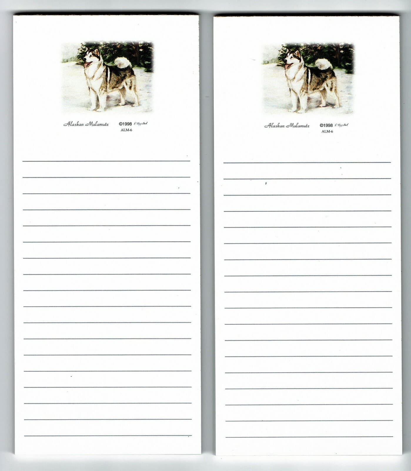 New Alaskan Malamute Magnetic Refrigerator List Pad Set of 2 Pads Ruth Maystead