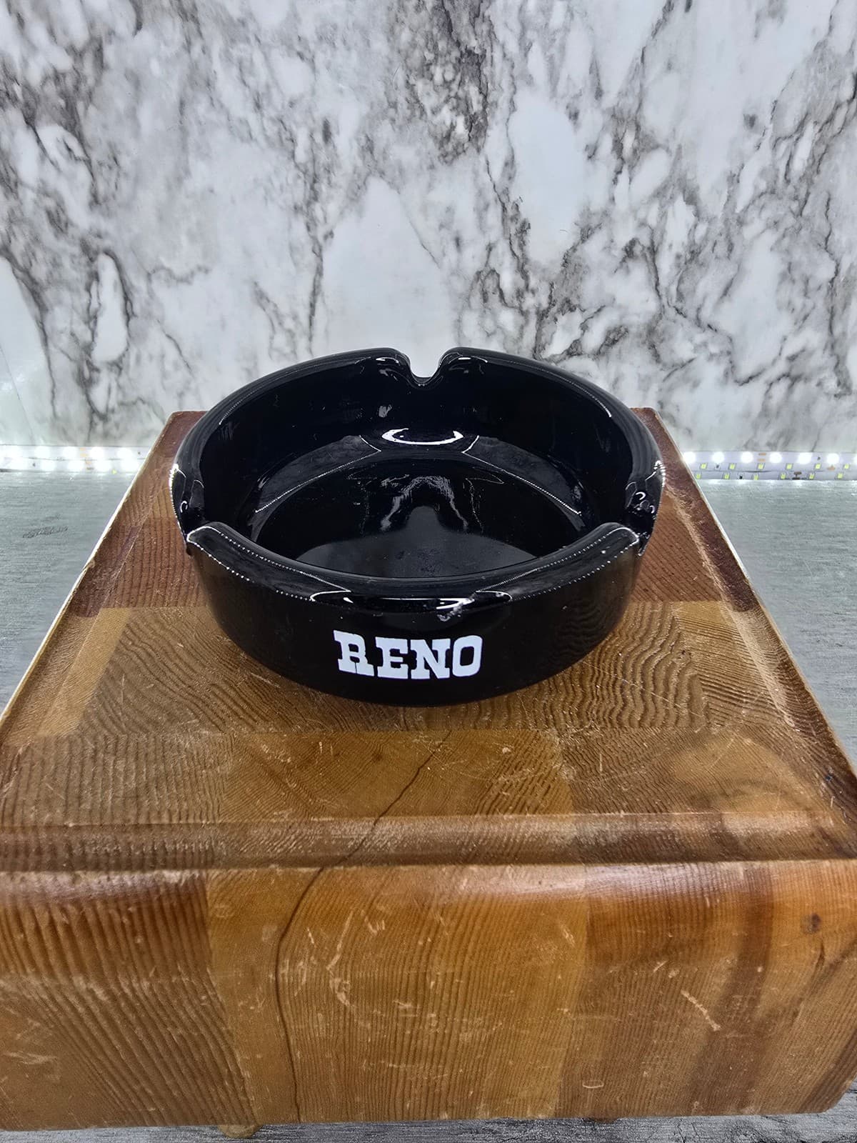 1960's Bonanza Casino Black Glass Ashtray Reno, Nevada