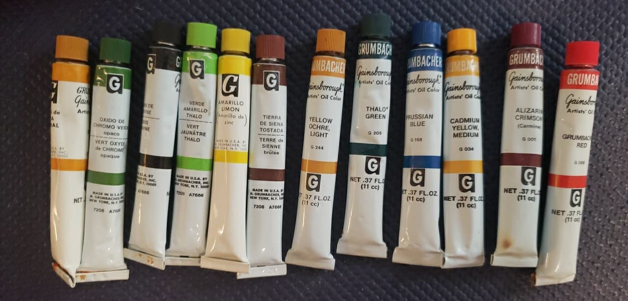 Vintage Grumbacher Oil Paints 6 .37 ml Tubes Lot of 12 Partials "J"