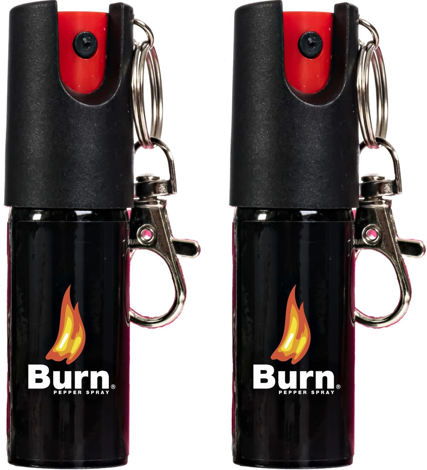2 BURN Pepper Spray 1/2oz Keychain Keyring Unit with Safety Lock Protection