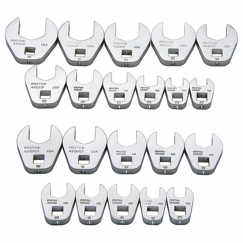 PROTO J49000 20-Piece Crowfoot Wrench Set 3/8" Drive Size Alloy Steel Chrome