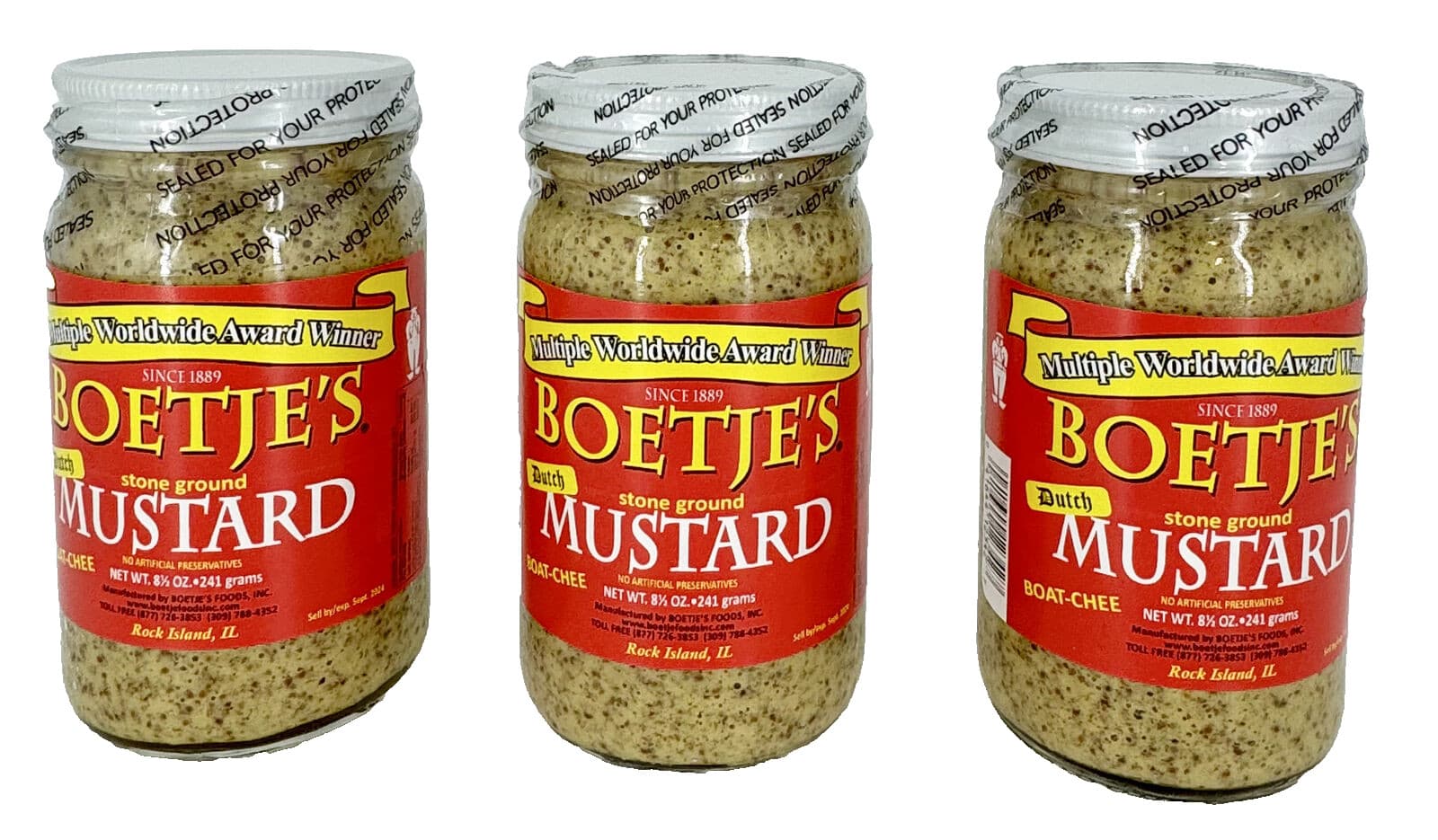Boetje's Award Winning Stone Ground Dutch German Style Mustard 3 Pack 8.5 Ounces