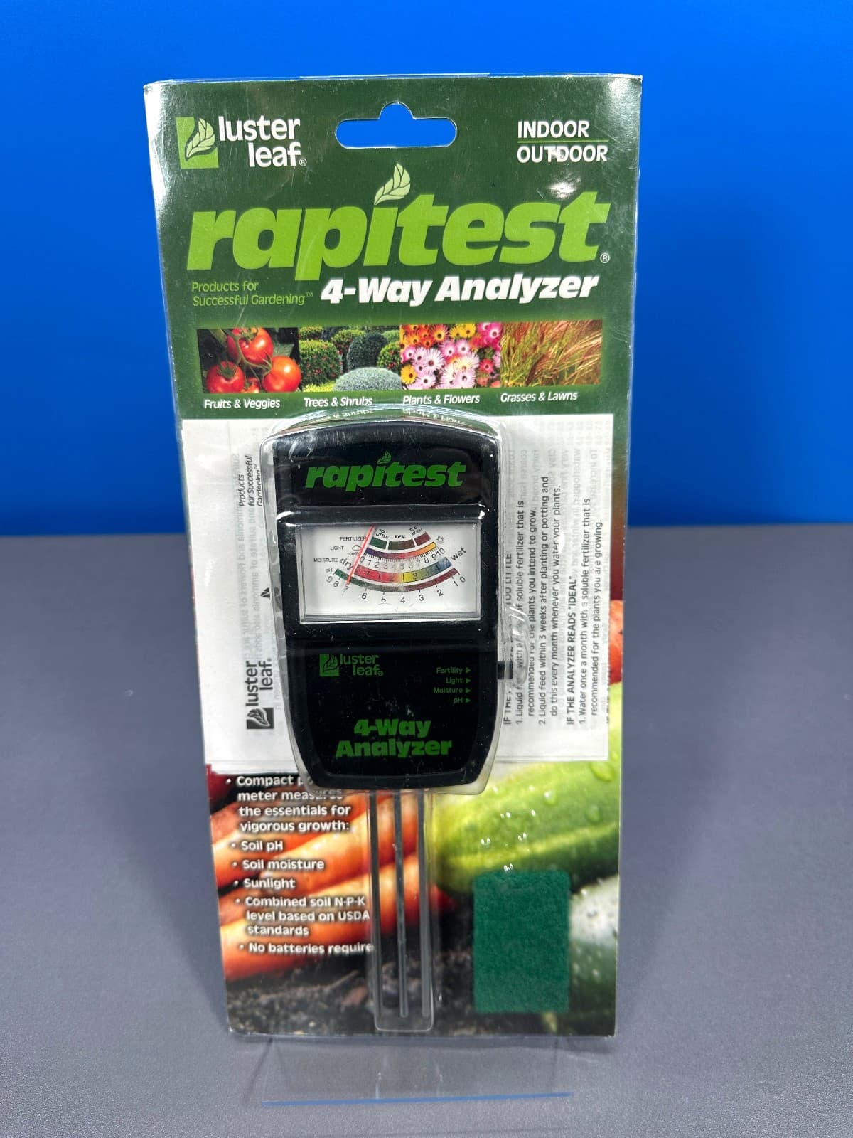 LUSTER LEAF RAPITEST 4-WAY 4 WAY SOIL ANALYZER GRASS PLANTS TREES GARDEN NEW