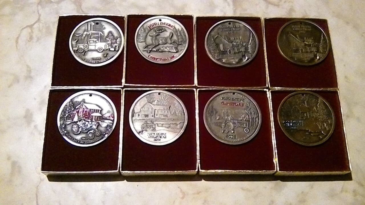 Limited Edition John Deere Christmas Ornaments 2000 - 2005 and 2007 Lot of 8