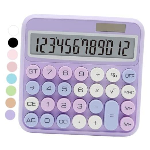 Purple Calculator, UPIHO Standard Calculator 12 Digit with Large LCD Display
