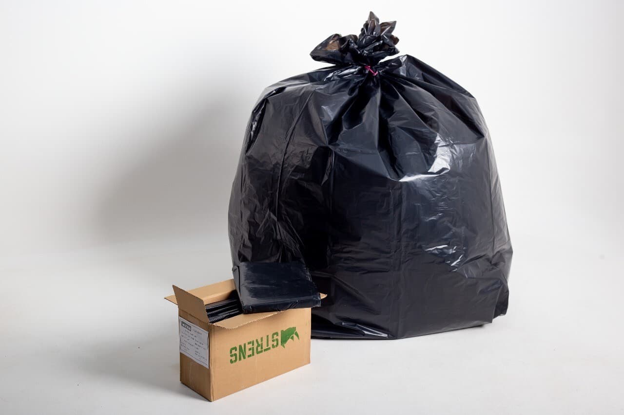 STRENS 95-96 Gallon Garbage Heavy Duty Trash Bags 60.5”x67” 25 Count Black