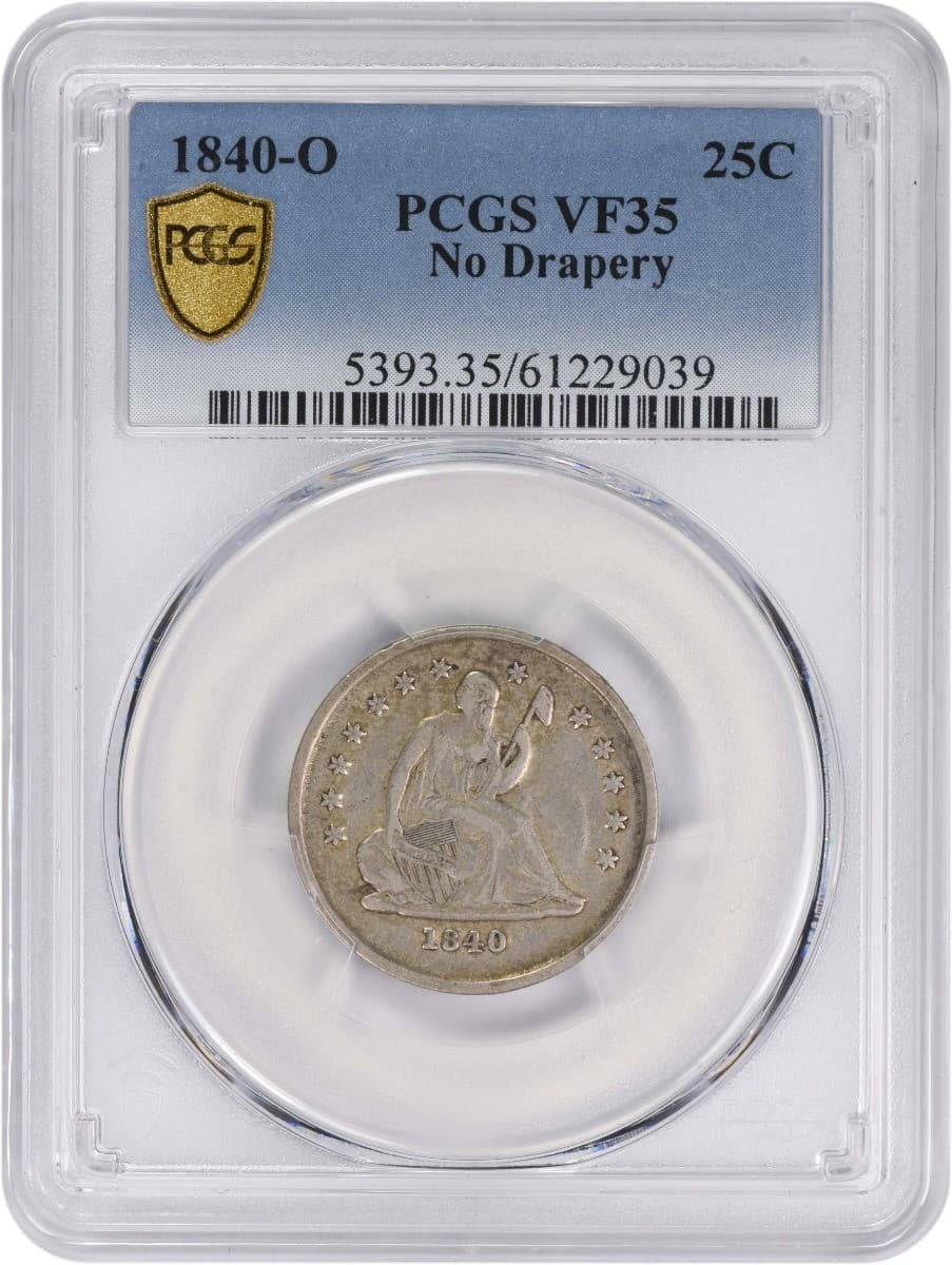1840-O Liberty Seated Silver Quarter No Drapery VF35 PCGS