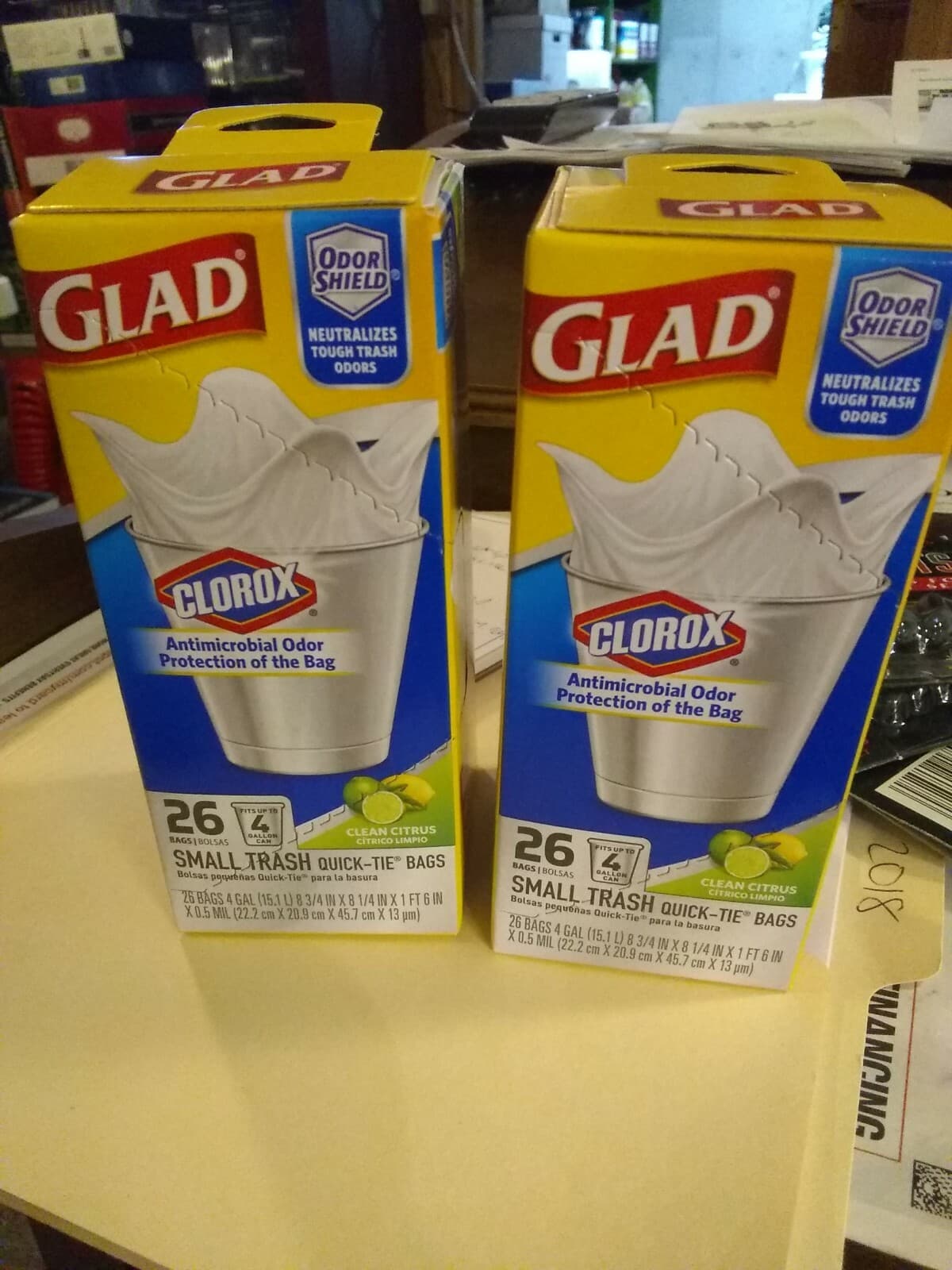 Glad Small Trash Bags with Odor Shield, 4 Gallon 26 bags (Pack of 2)