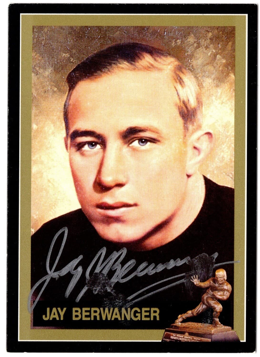 SMUDGED Jay Berwanger Hand Signed Auto 1991 HEISMAN Card Chicago CHOF Died 2002