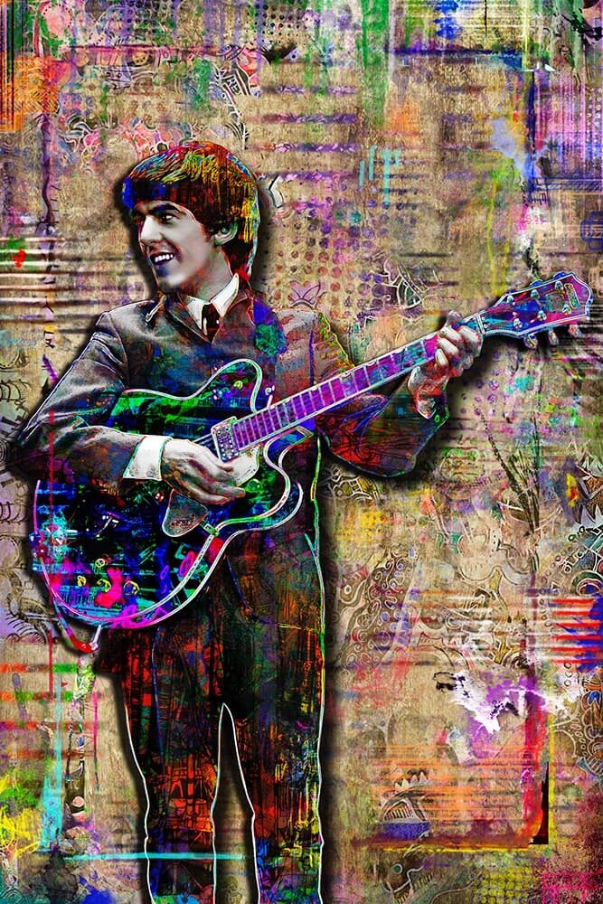 GEORGE HARRISON of The Beatles 12x18in Poster George Harrison Pop Art Free Ship