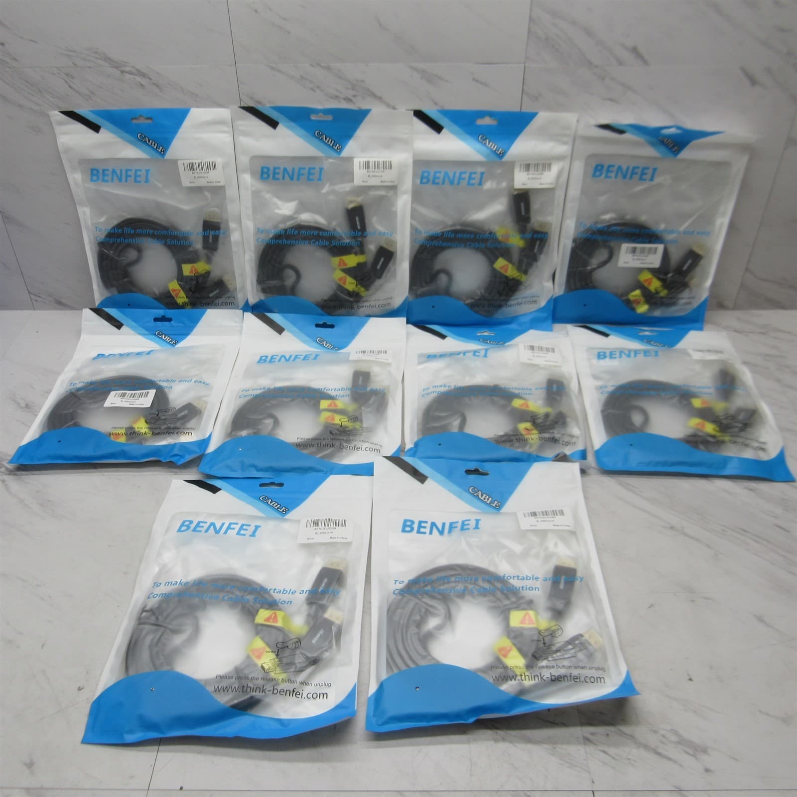 10 LOT - NEW Benfei 10' ft DisplayPort Cable Male to Male Display Port Video DP