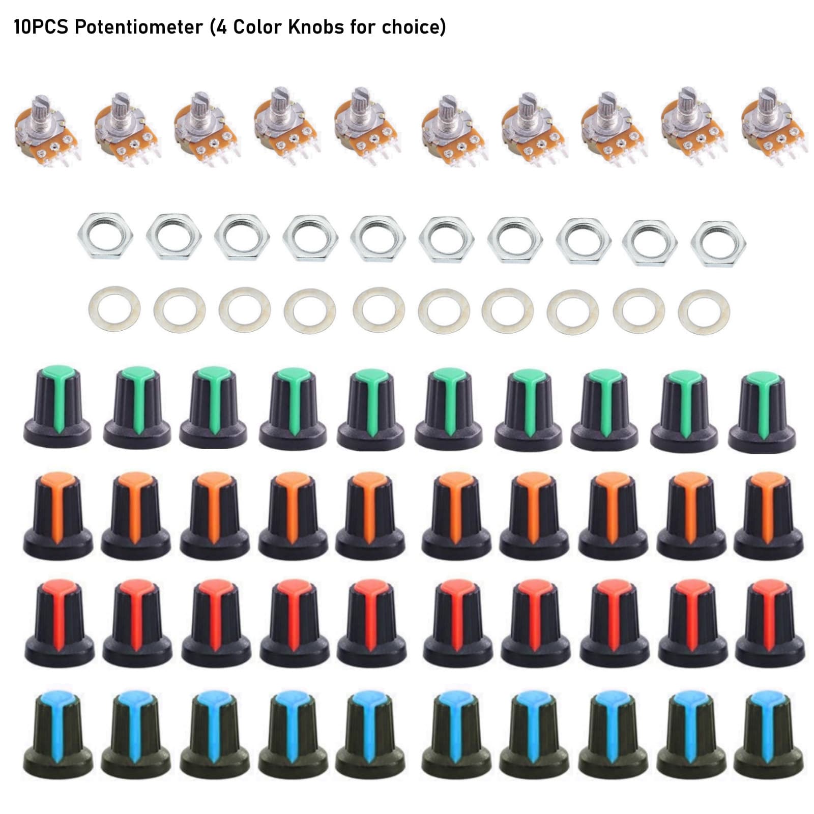 10 Piece 100K ohm Linear Taper Rotary Potentiometer US Seller (500 Ohm~1M Ohm)