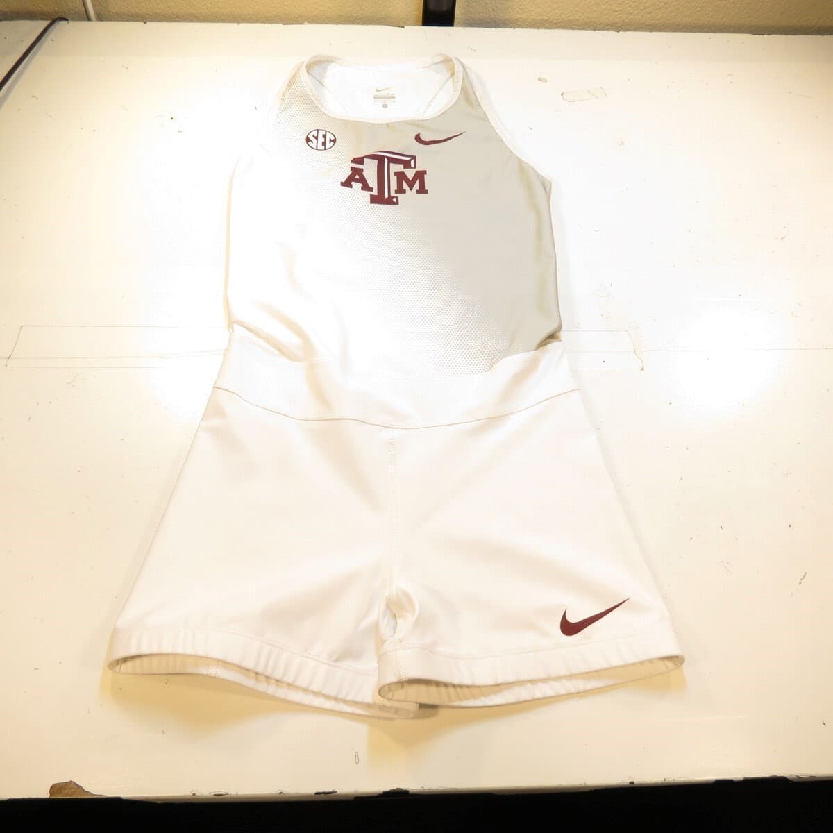 NIKE TEXAS A&M AGGIES COLLEGE TRACK SINGLET SPEED SUIT Womens L White