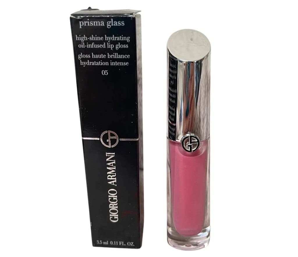 Giorgio Armani Prisma Glass High Shine Oil Lip Gloss #05 Berry Beam (Pink) NEW