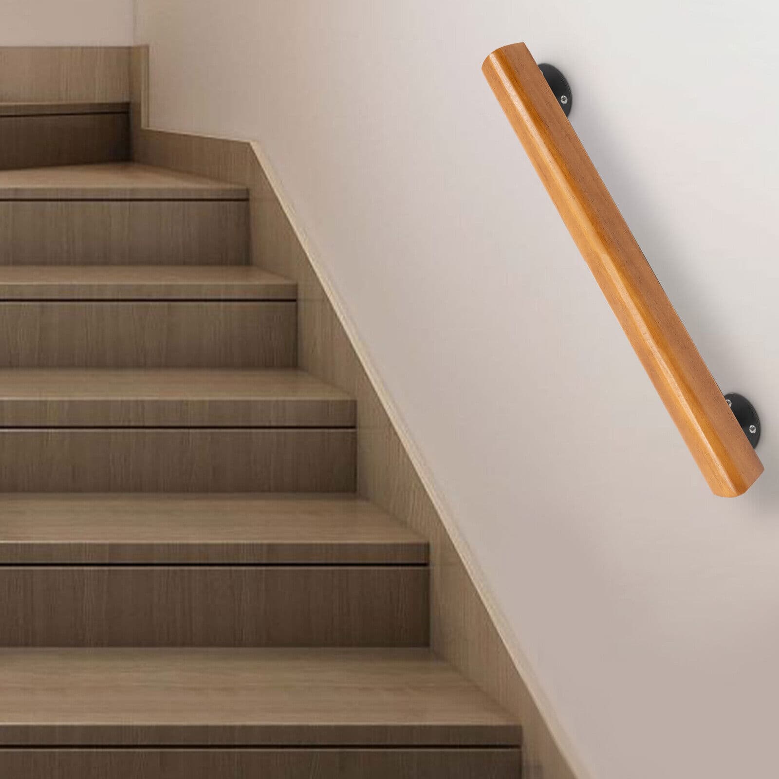 Wood 2 FT Handrail For Steps Stair Railing Hand Rail Wall-mounted Indoor Rail