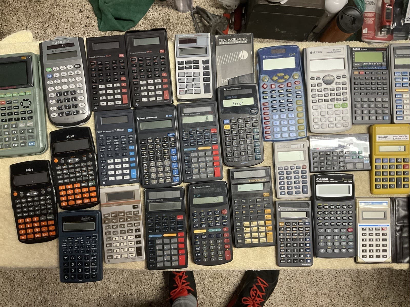 Vintage Calculator Lot of 30 – Casio TI Sharp – W/15 Covers Amost All Working