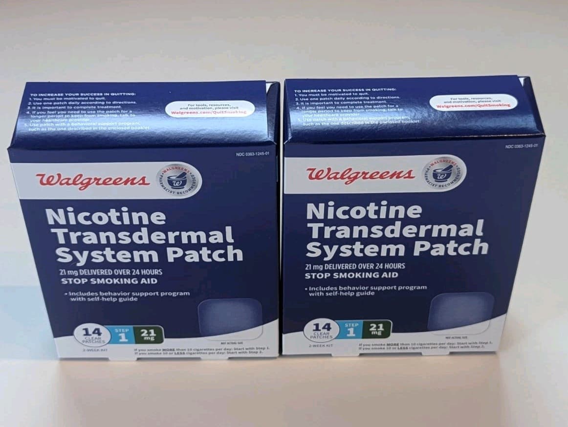 (2) Walgreens 21mg Nicotine Transdermal System Patch Step 1 EXP: 02/26 Free Ship