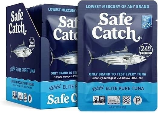 Safe Catch Elite Tuna Wild-Caught Lowest Mercury Fish Pouch Gluten-Free Pack(12)