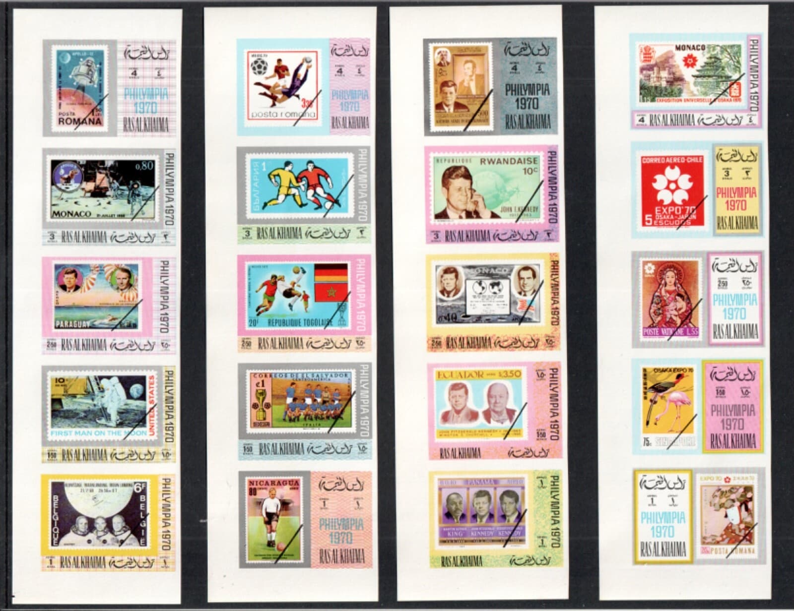 1970 - Ras Al Khaimah - Philympia 1970 Complete Set 20 values - IMPERF - MNH