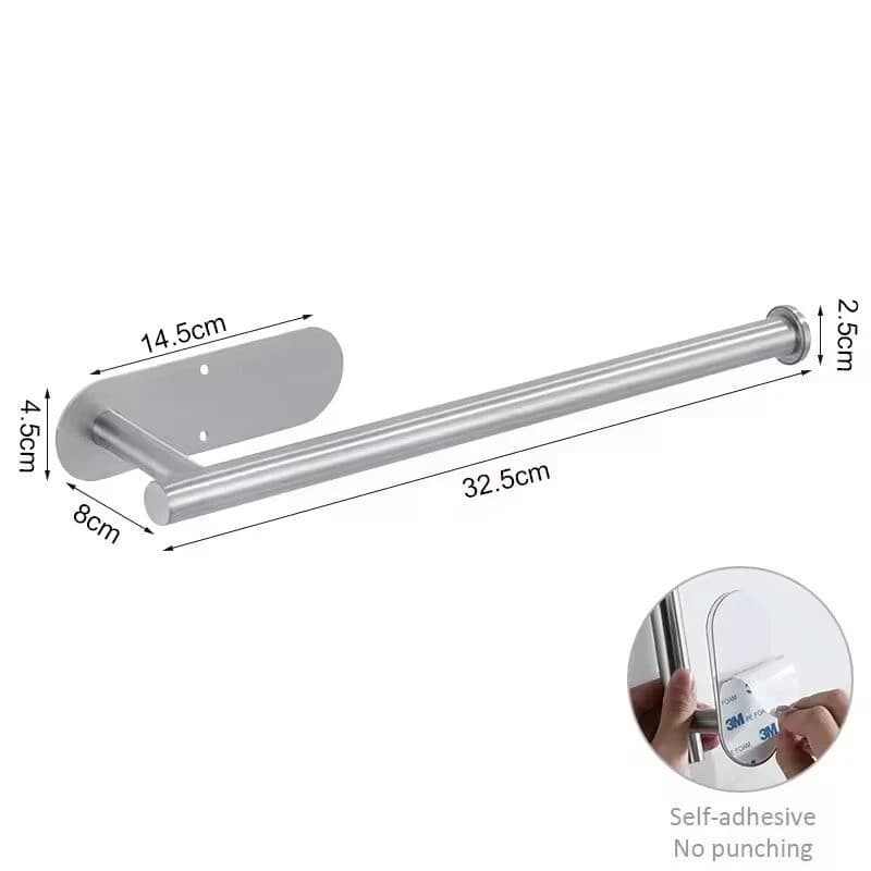 Holder Kitchen Roll Towel Paper Rack Under Cabinet Wall Toilet Self Adhesive