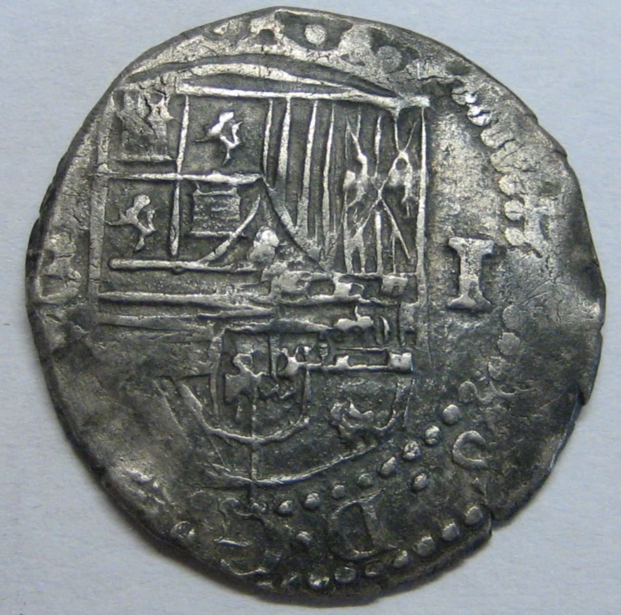 PHILIP II 1 REAL COB POTOSI ASSAYER B 1500s SPANISH COLONIAL ERA BOLIVIA