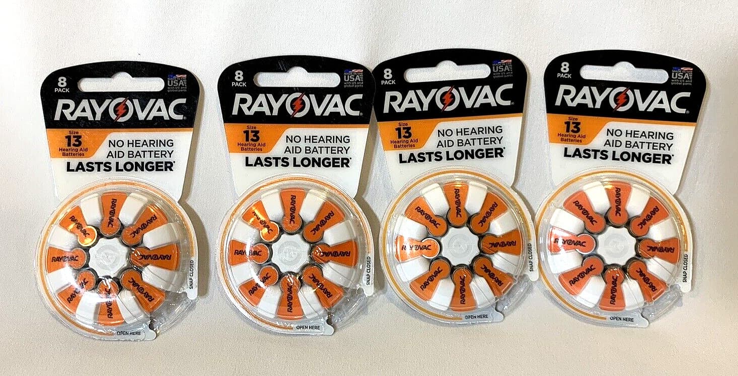 Rayovac Hearing Aid Batteries size 13 -4 Packs of 8 = 32 batteries EXP MAR 2025