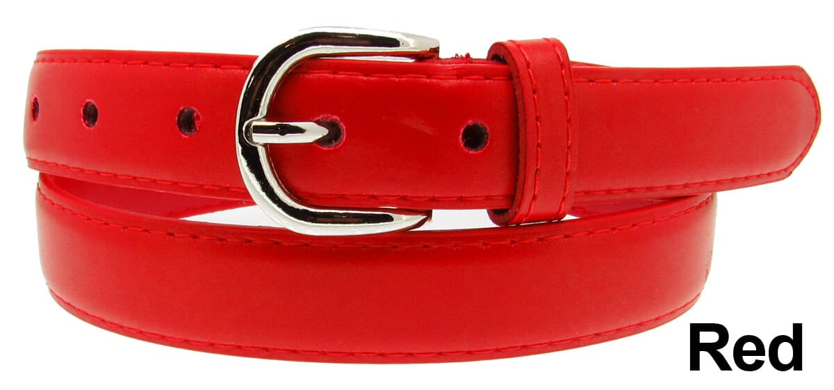 KIDS CHILDREN STITCHED LEATHER BELT Silver Belt Buckle Boys Girls S M L XL