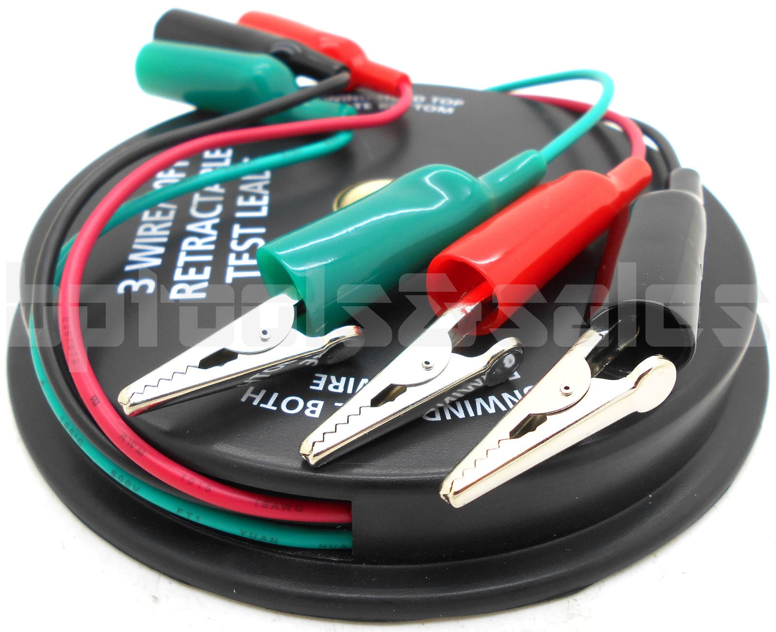 3 Wire 10 Feet Retractable Reel Test Probe Leads 18 Gauge Alligator Clips Tool