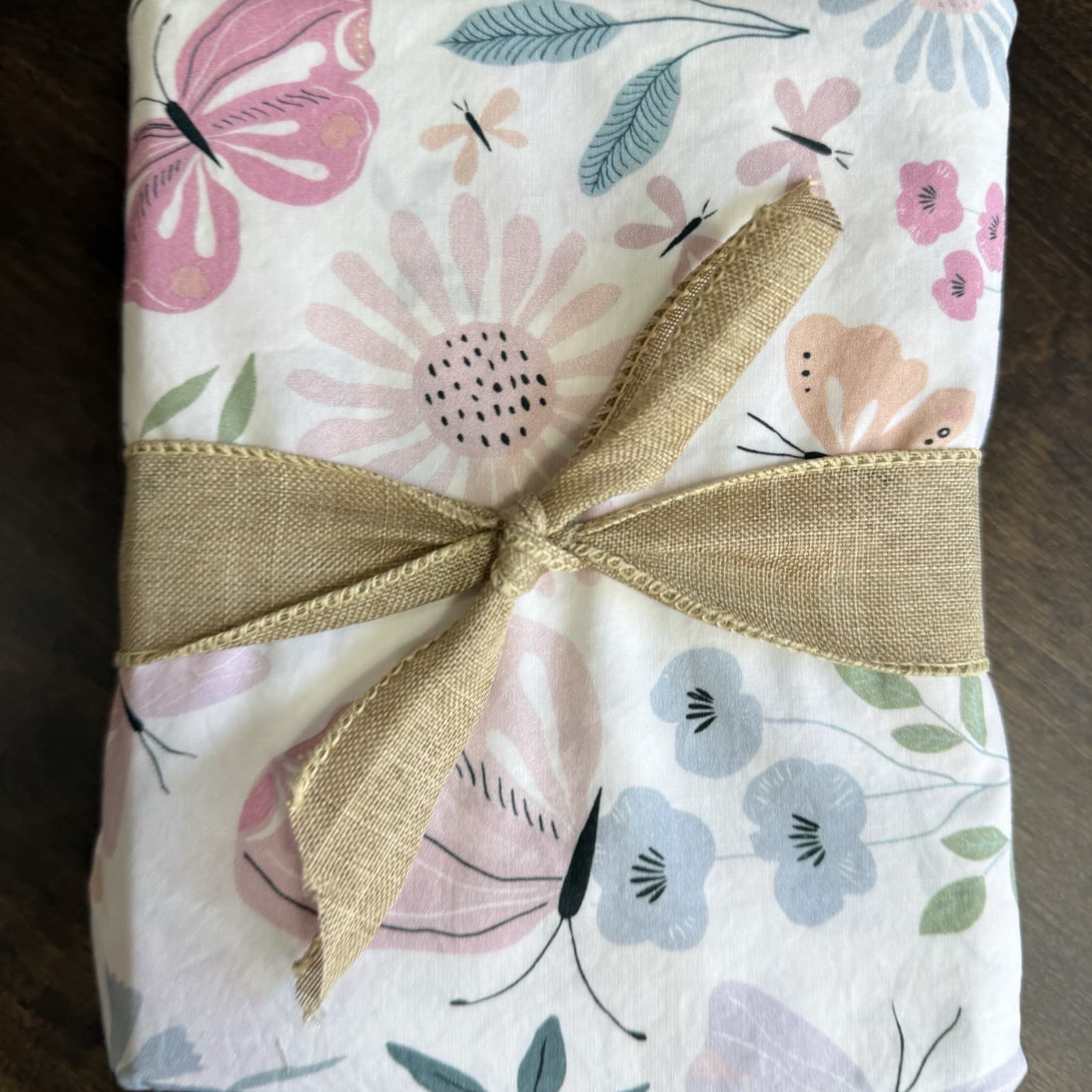 POTTERY BARN KIDS ORGANIC WILDFLOWER BUTTERFLY TODDLER BED 3 PIECE SHEET SET