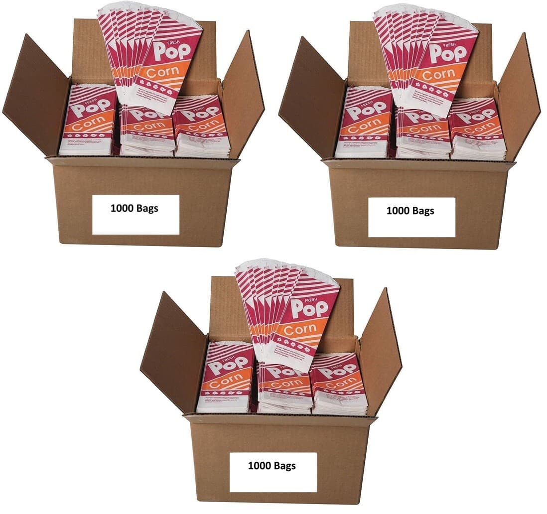 3000 Count Gold Medal # 2053 1 Oz. #3 3-1/2" x 2-1/4" x 8" Popcorn Bags
