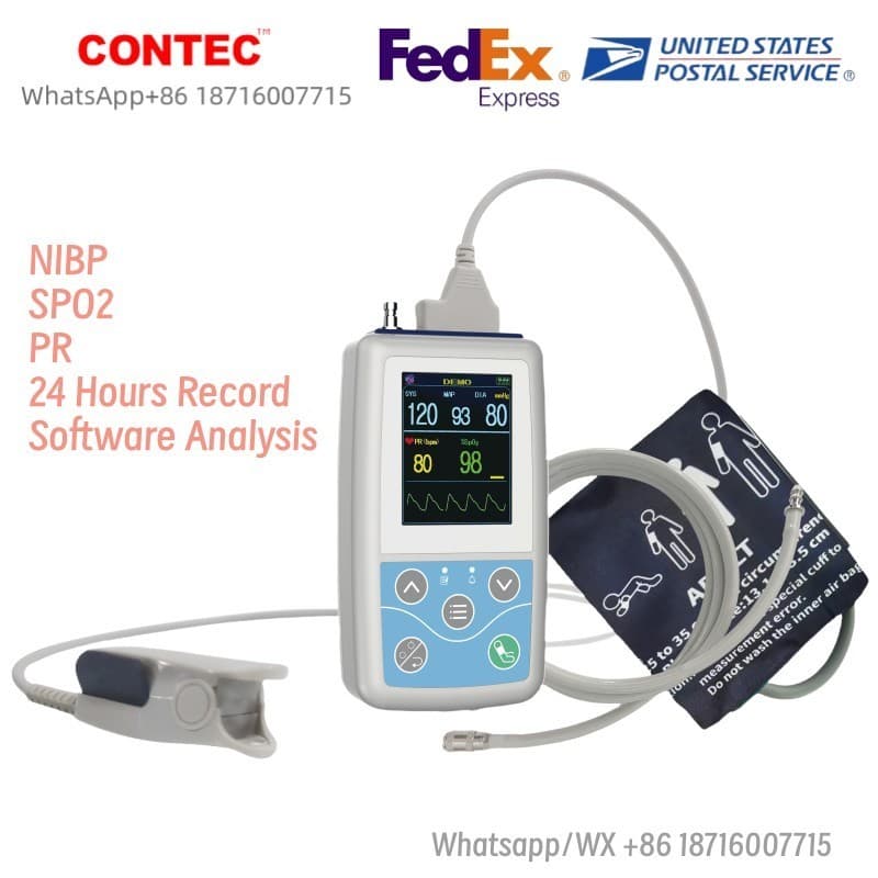US Stock PM50 Ambulatory Blood Pressure Patient Monitor SPO2 Pulse Rate Software