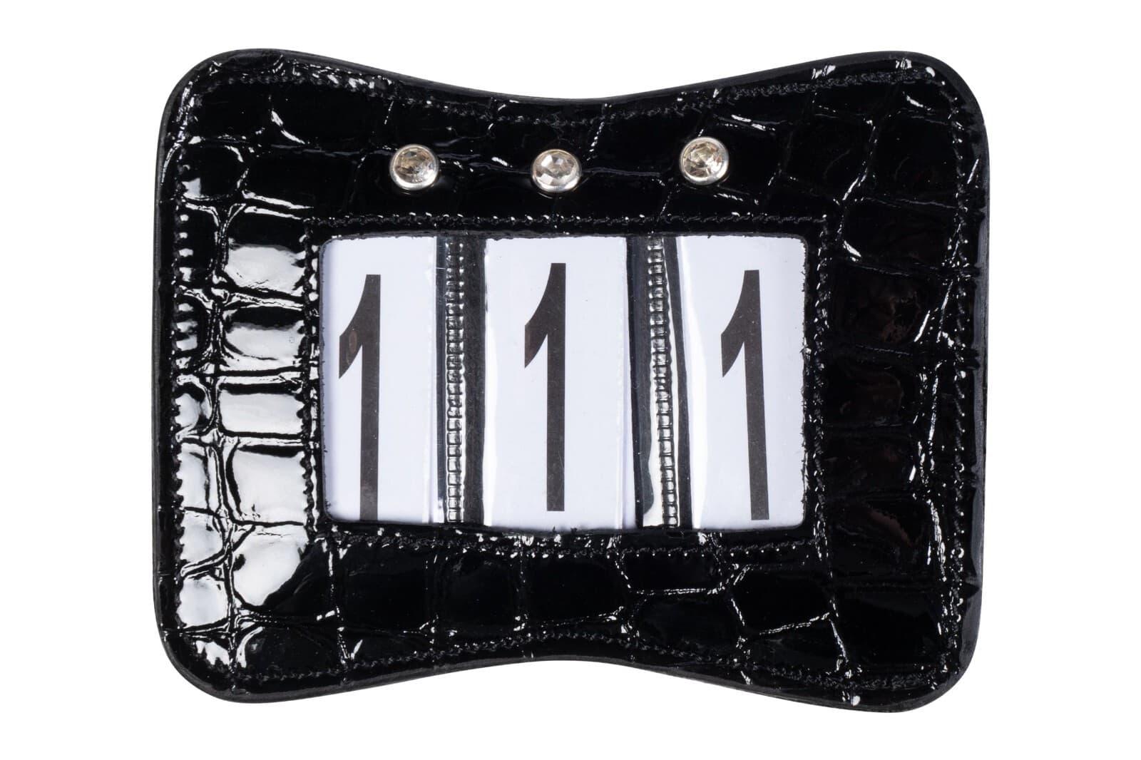 HKM Viola Competition Number Holder - Black Patent with Crystals