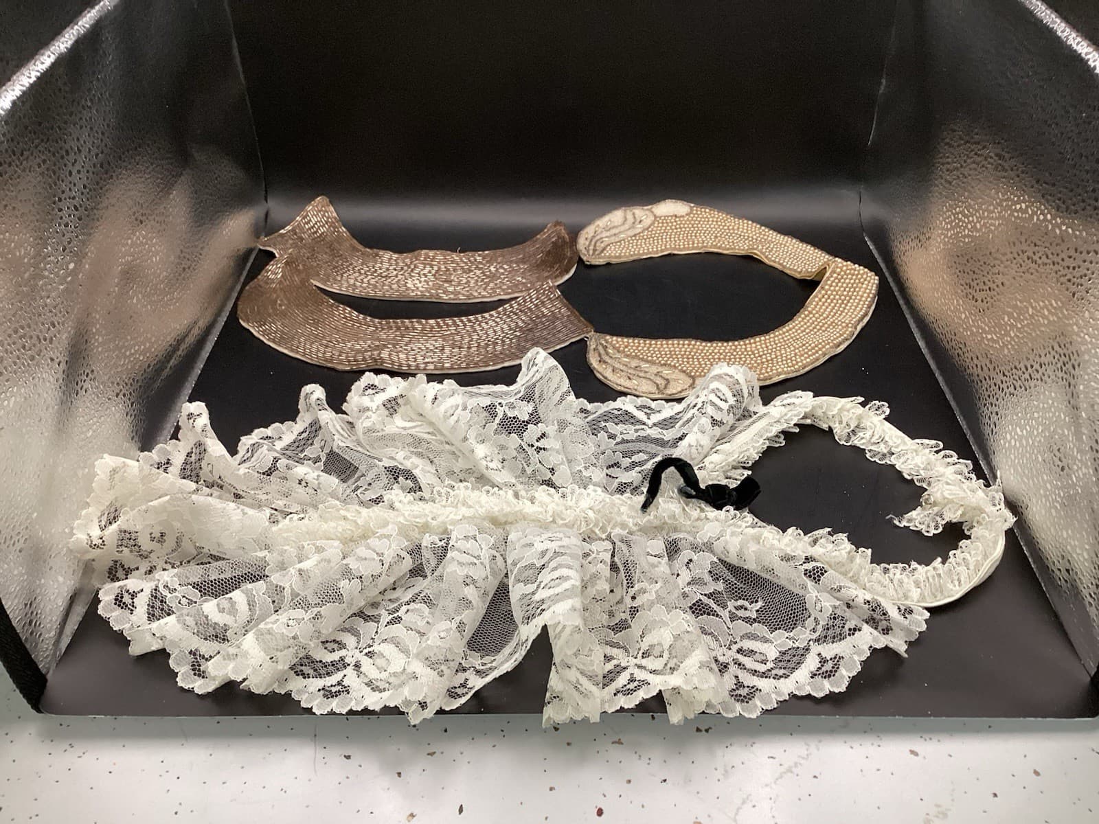 Lot Of 4 Vintage Beaded And Lace Collar And Wrist Trims