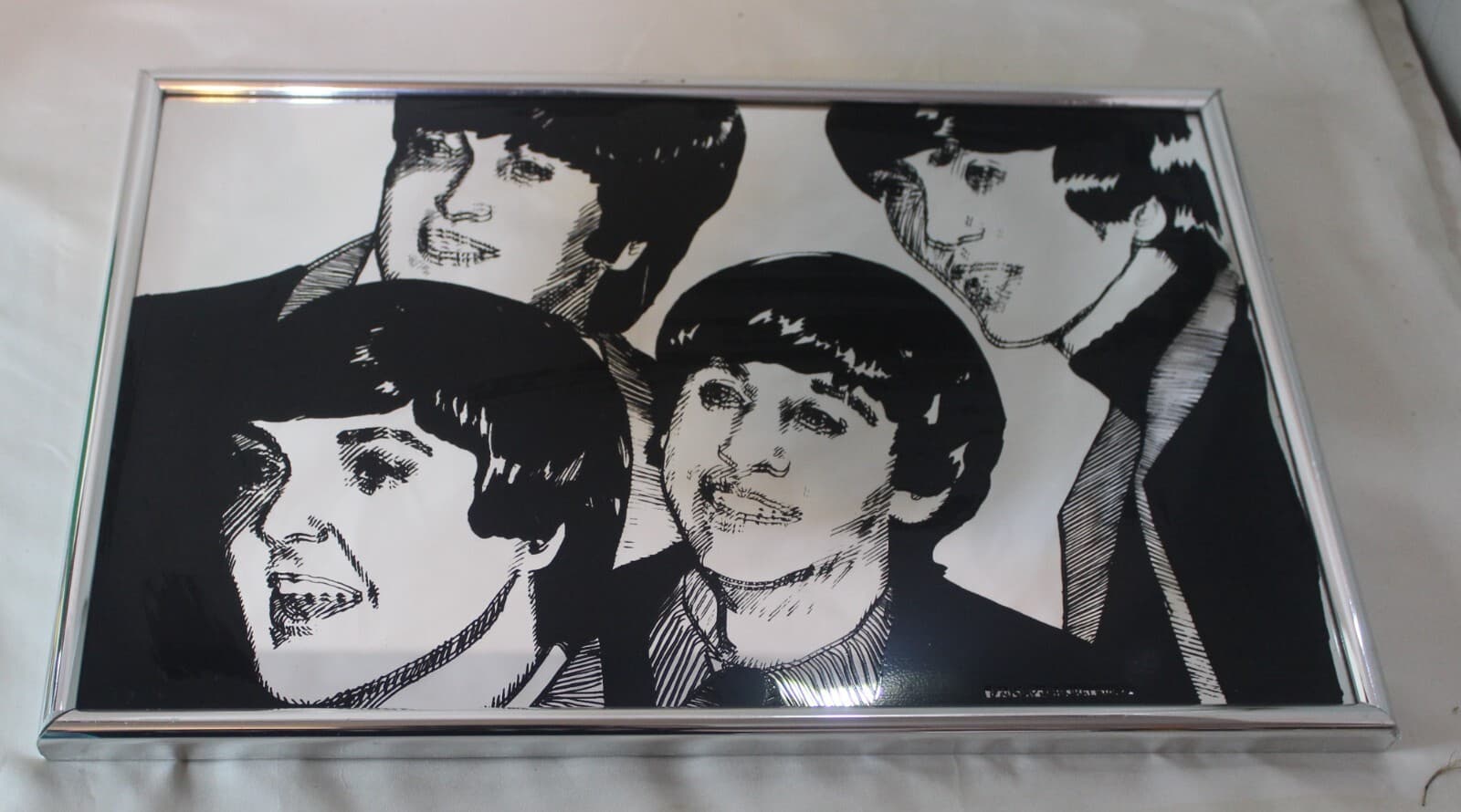Vtg The Beatles Band Carnival Fair Mirror Glass 15x10" 1978 Richard March Rare