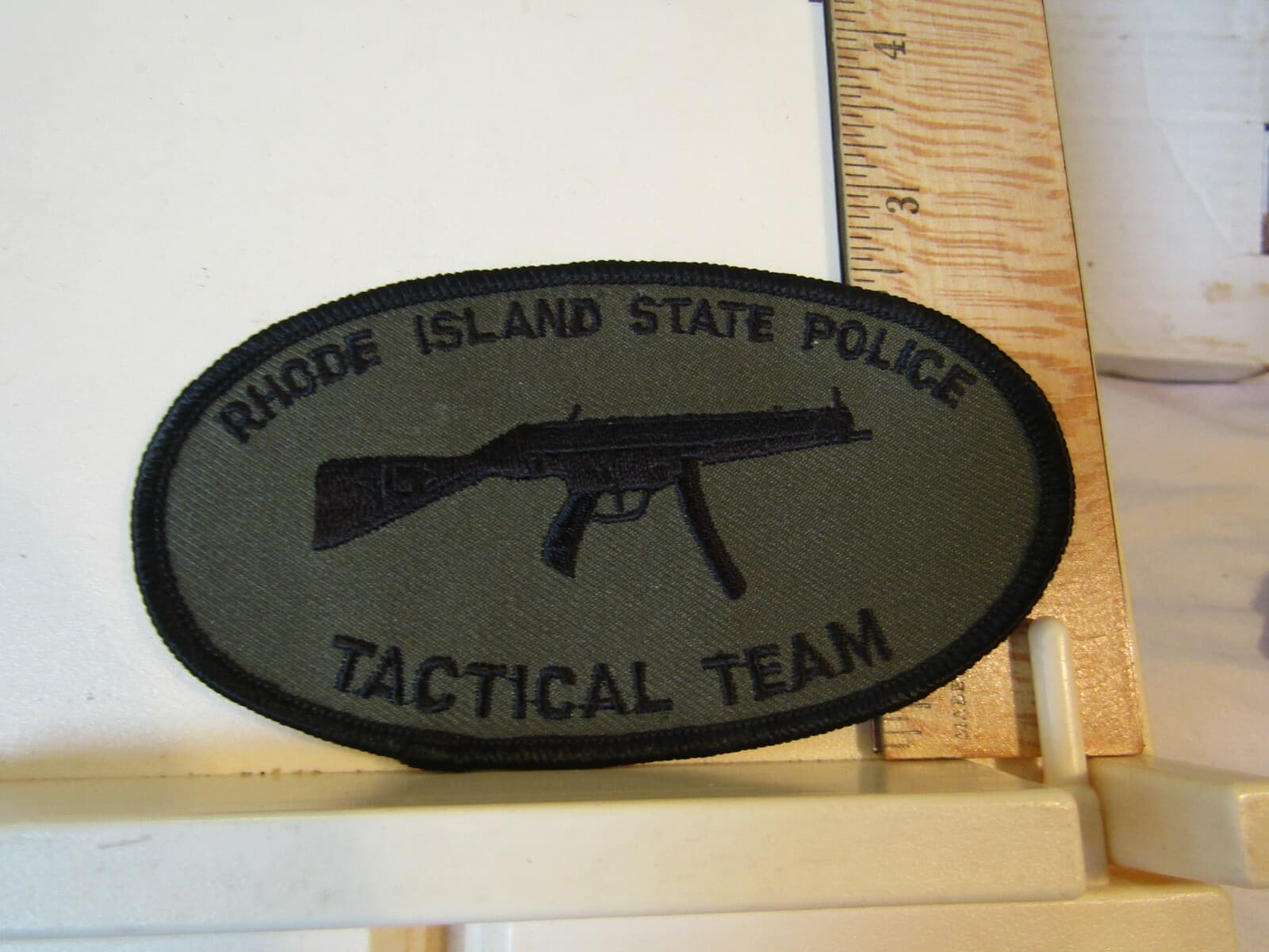 Vintage Rhode Island State Police Tactical Team patch NOS 4.5" subdued