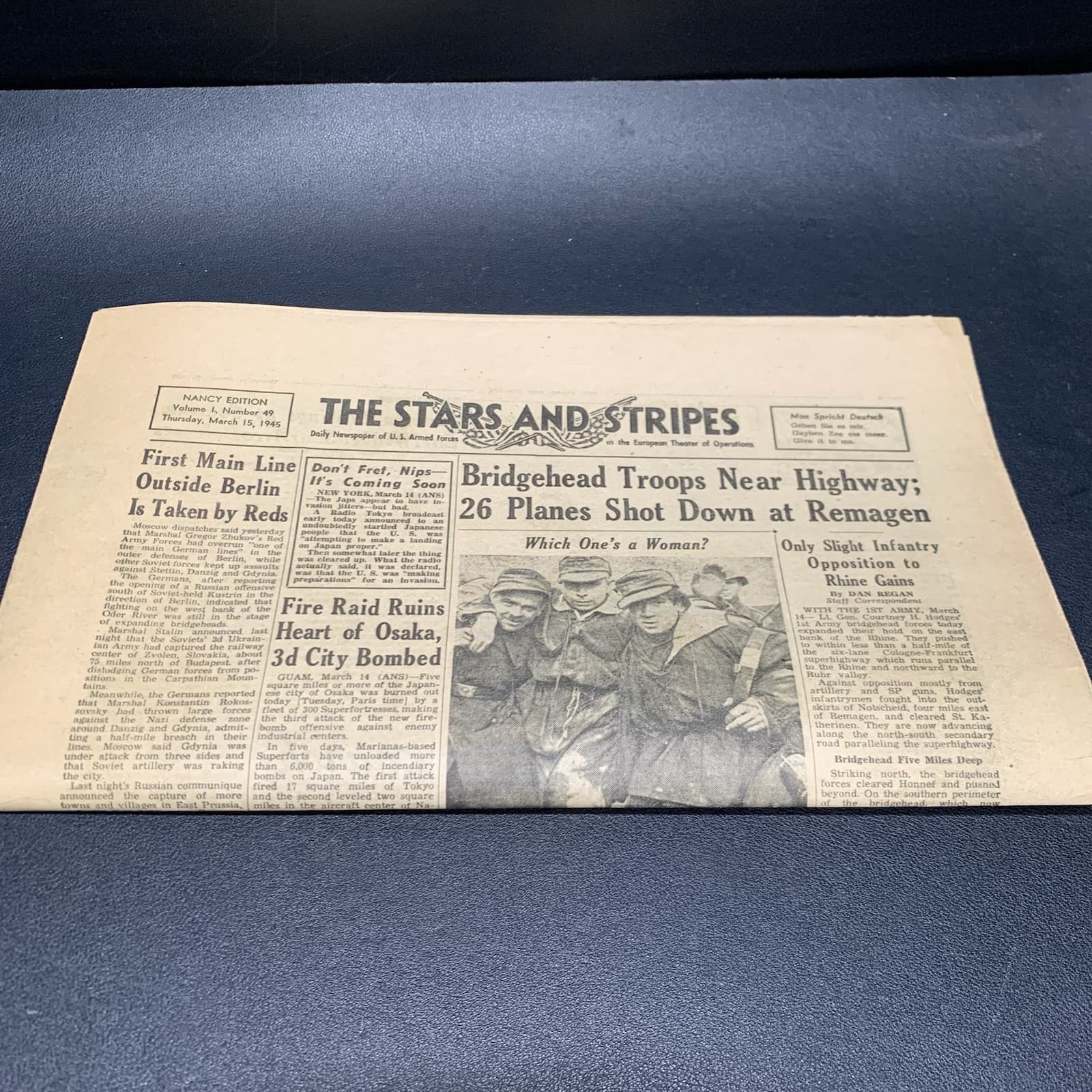 Vintage WW2 Stars & Stripes Newspaper March 1945 “26 Planes Shot Down”. F9