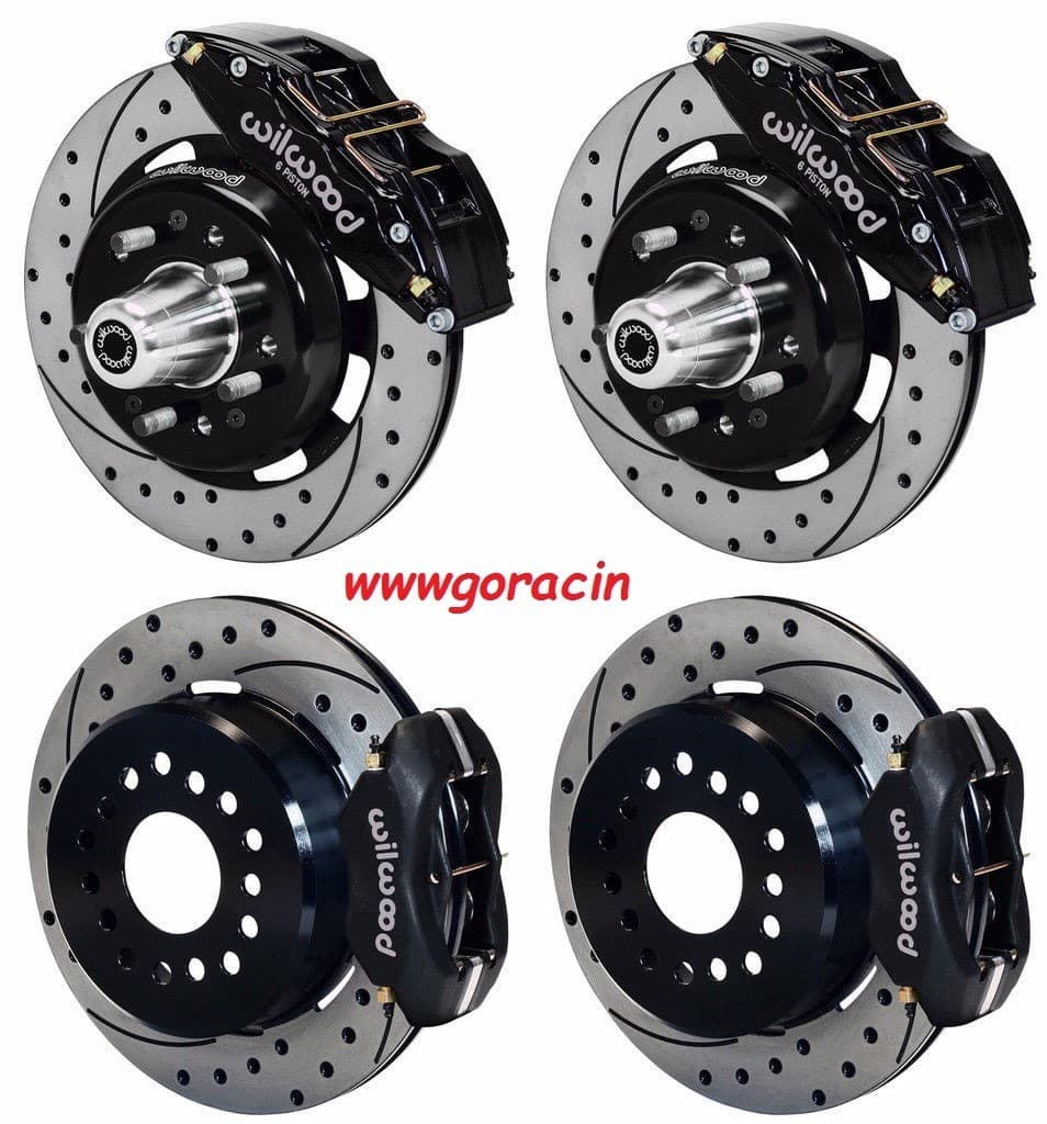WILWOOD DISC BRAKE KIT,1955-57 CHEVY,12" DRILLED ROTORS,6/4 PISTON,booster,mc