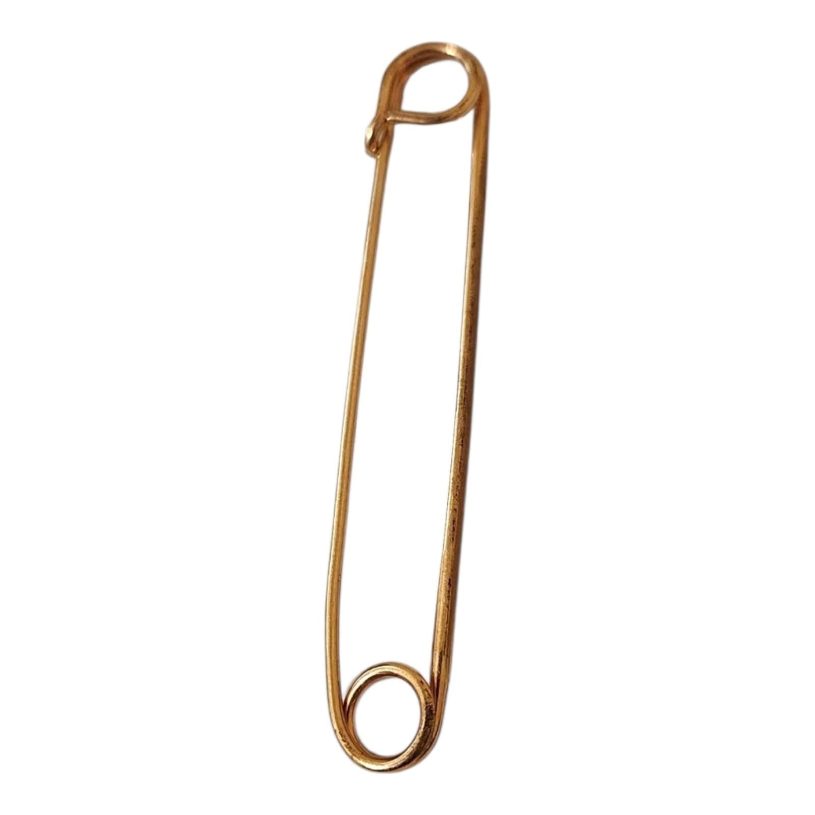 Gold Filled Safety Pin Brooch Large Heavy Duty Metal Craft Sewing Accessory