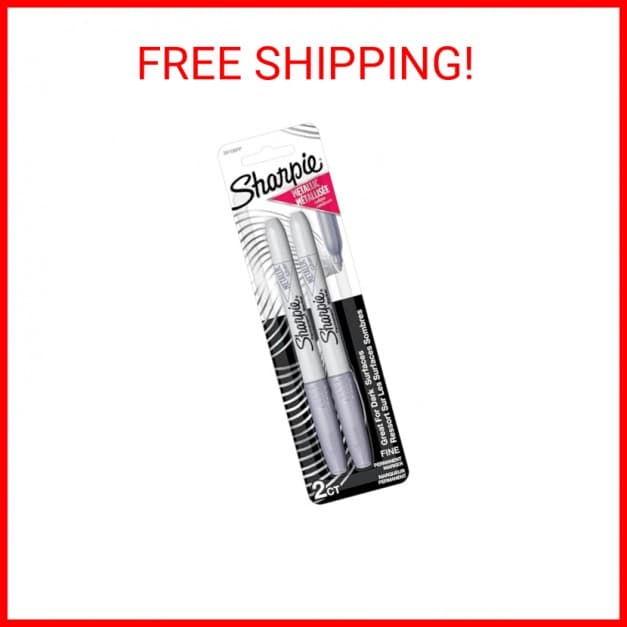 SHARPIE Metallic Permanent Markers, Fine Point, Silver, 2 Count